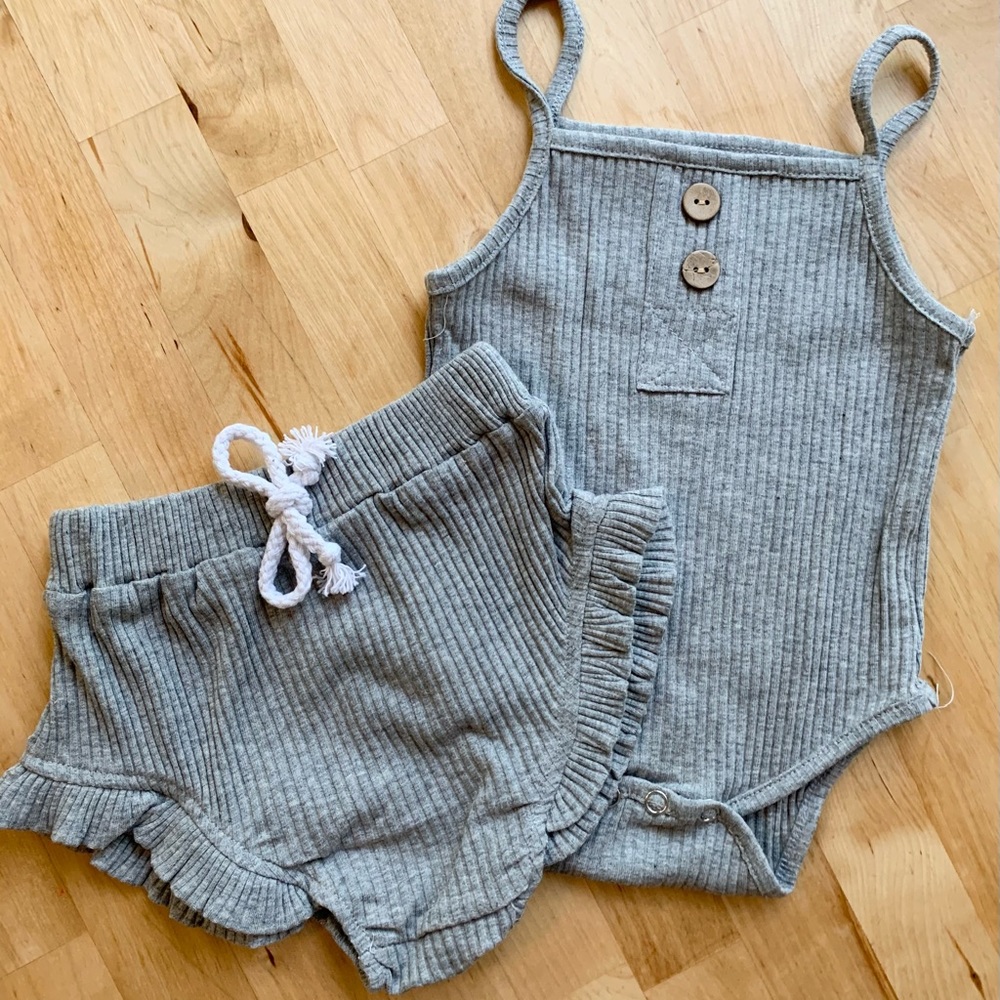 Gray Baby Girl Matching Set